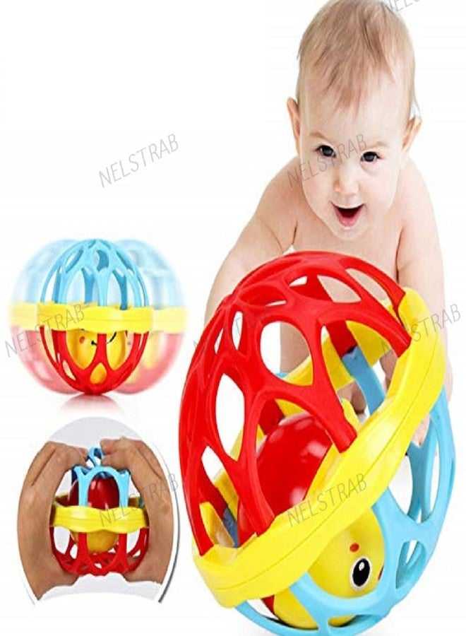 NELSTRAB:- Soft Rubber BOL Baby Toy Rolling Hand Baby Rattle Toy Rattle BOL Toy for Babies(Multi Color)(Combo) - Image 3